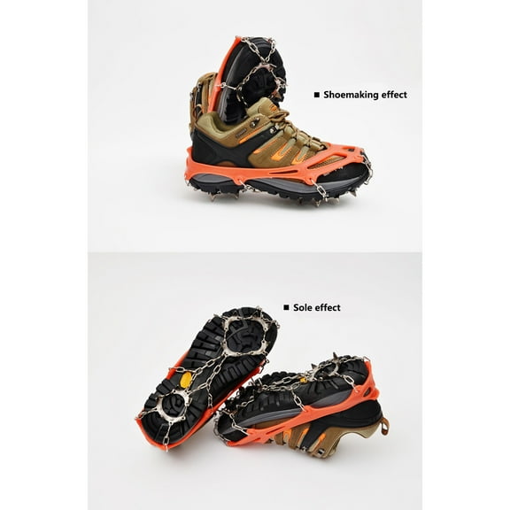 Ice Cleats for Shoes and Boots Chain Welding Shoe Spikes for Snow and Ice Full-Foot Traction Snow Spikes for Shoes Snow Cleats Grip Points Snow Crampons for Winter Hiking Hiking Mountaineering