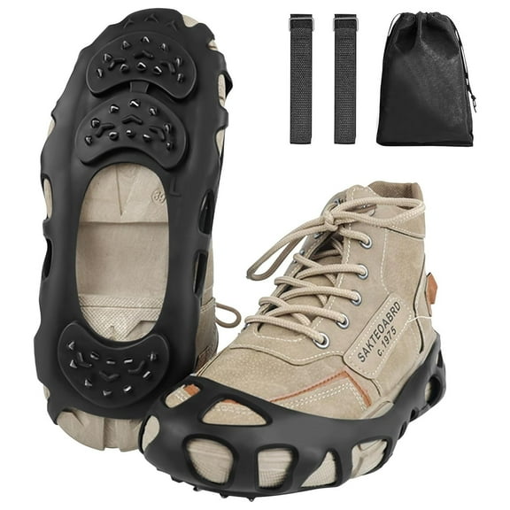 Ice Cleats for Shoes and Boots, Crampons for Hiking Snow Traction Cleats for Walking on Snow and Ice with 30 Stainless Steel Anti Slip Studs for Women Men Winter Outdoor Hiking Walking Jogging