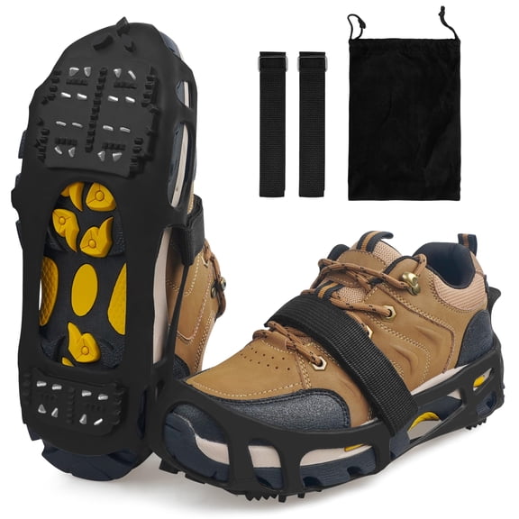 Ice Cleats for Shoes and Boots Men Women Snow Traction Cleats Crampons Anti Slip Shoe Grippers Spikes for Snow Ice Winter Walking Non-Slip 24 Studs Overshoe Slip-on Stretch Footwear