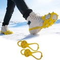 thumbnail image 1 of Ice Cleats Wearable Ice Snow Grips Large Traction Non Slip Gripper Spike Shoe Grips With 5 Studs Crampons Universal Traction Cleats For Snow Hiking Fishing(Yellow L-25.7X9.2X1cm), 1 of 4