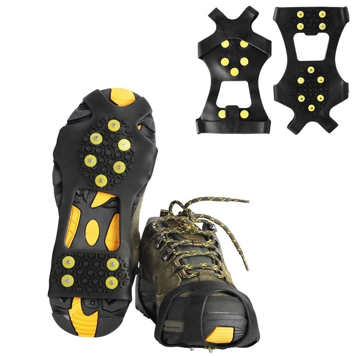  2 Pairs Non Slip Gripper Spikes Ice Cleats Snow Traction Cleats  Crampons for Women Men Walking and Running on Snow and Ice (Black) :  Clothing, Shoes & Jewelry