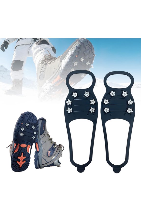 Ice Cleats for Boots - 6-Claw Anti-Slip Traction Spikes, Universal Crampons for Snow and Ice, Secure Grip for Hiking, Walking, and Climbing(XX)