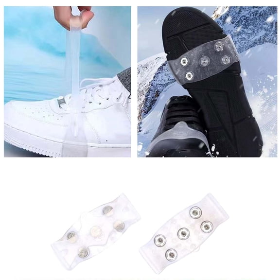 Ice Cleats for Shoes and Boots | Traction Grips for Hiking | Mountaineering - Gear | 5 Ice Cleats for Enhanced Stability on and Ice, 10x5 cm, White