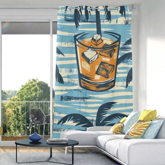 Ice Coconut Trees Blackout Curtain Panels Drapes Privacy Assured with Light Filtering Curtains for Living room Bedroom Bathroom Window