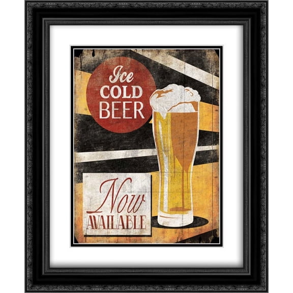 Ice Cold Beer 2x Matted 20x24 Black Ornate Framed Art Print by Grey, Jace