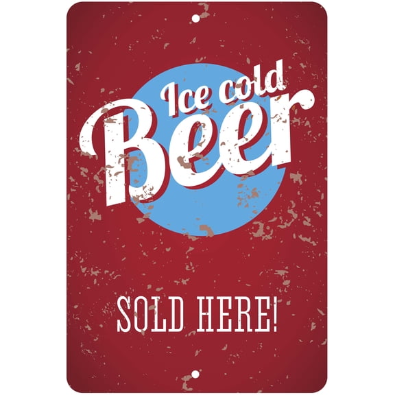 Ice Cold Beer Sold Here Novelty Aluminum Retro Sign