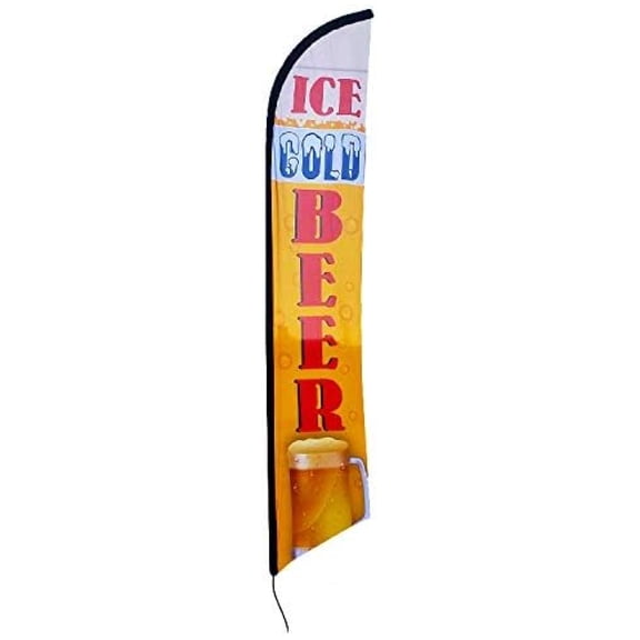 Ice Cold Beer Swooper Flag - Replacement Flag Only - Beer Garden Sign, Brewery Decor - Vinyl Banner Flag for Outdoor Events & Business