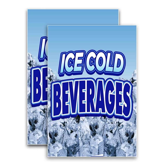 Ice Cold Beverages (24" X 36") Vinyl Decal Only (Pack of 2) |Sign|Sticker|Poster