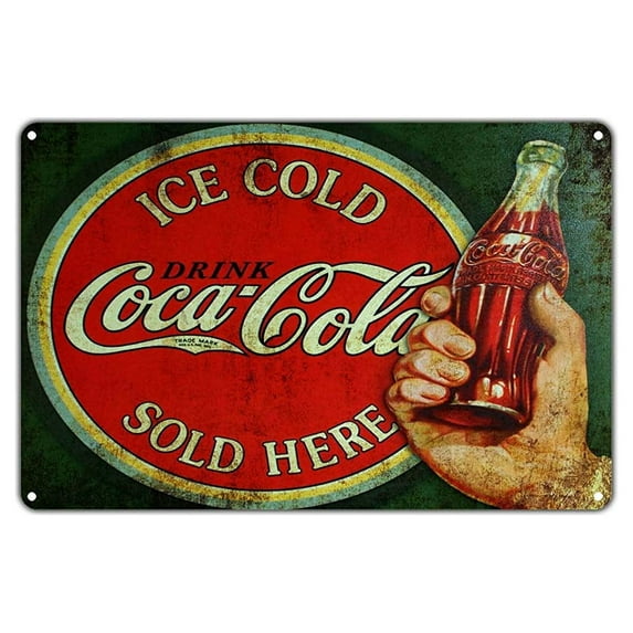 Ice Cold Coca Cola Sold Here Soda Drink Vintage Retro Decor Art Shop Man Cave Bar Aluminum 18"x24" Sign