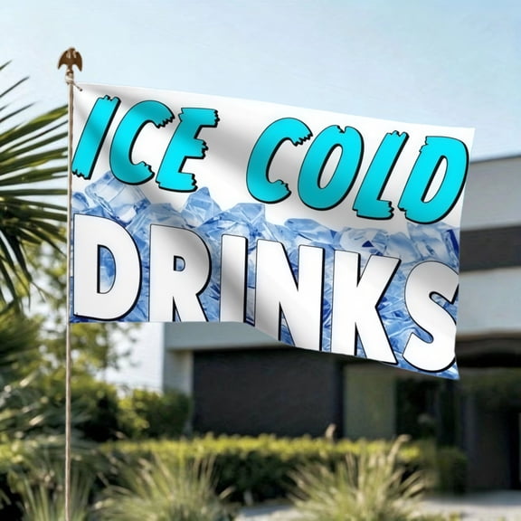 Ice Cold Drinks Advertising Banner Outdoor Stall 3*5FT Flag Durable Polyester Promotional Display
