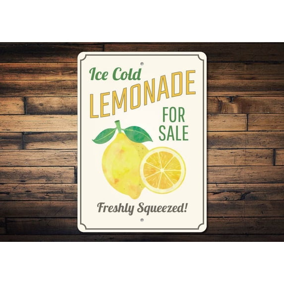 Ice Cold Lemonade Novelty Decor, Metal Wall Sign - 10x14 Inches