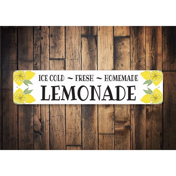 Ice Cold Lemonade Sign Lemonade Sign Fresh Lemonade Summertime Lemonade Lemonade Stand Kitchen Signs - Decorations - Size: 16 x 4 Inches