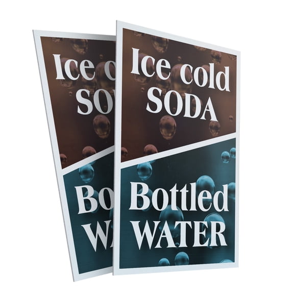 Ice Cold Soda & Bottled (2-Pack) 24 Inch x 36 Inch Plastic Signs | Sign Insert 4mm Corrugated Plastic Signs Storefront Window Poster | Refreshing Drinks, Food Stalls, Event Favorites |