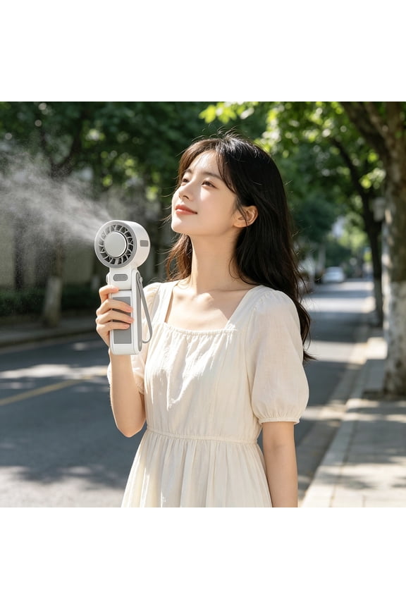 Ice Compress Foldable Handheld Fan USB Rechargeable 5 Speed Cooling Fan, Strong Airflow Bladeless Quiet Mini Fan Adjustable Angle Fast Cooling Technology for Travel Camping Office Outdoor Summer