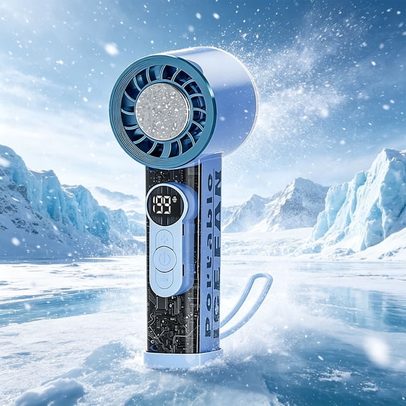 Ice Compress Handheld Fan with Digital Display, USB Rechargeable High Speed Portable Cooling Fan, Personal Mini Fan for Home Office Travel and Outdoor Use