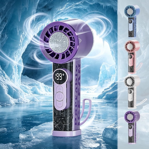 Ice Compress High-Speed Digital Display Handheld Cooling Fan USB Rechargeable Portable Personal Fan with Ice-Pack Function Adjustable Speeds Quiet for Office Outdoor Cooling Fan Portable Cooler