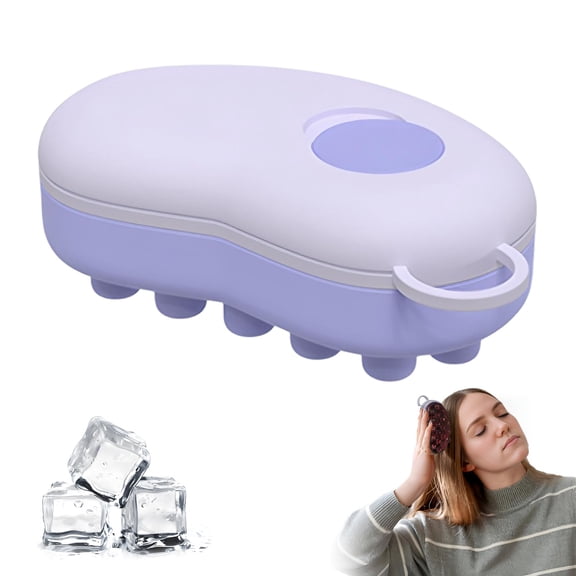 Ice Compress Scalp Massager Comb, Silicone Shampoo Brush with Raised Dot Ice Tray, Cooling Scalp Scrubber for Hair Washing and Daily Care