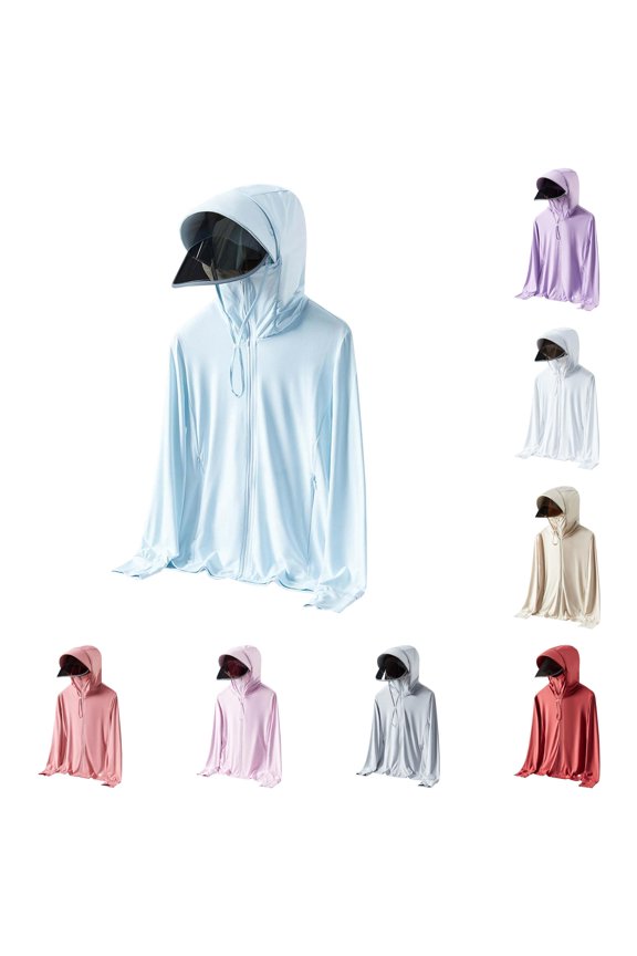 Ice Cool Layer with Detachable Brim | Lightweight & Breathable Sun Shield Jacket for Spring/Summer Womens Loose Cardigans M