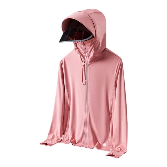 Ice Cool Skin Layer Women's Cardigan Lightweight Breathable Sun Shield Jacket Detachable Brim Spring Summer Comfort