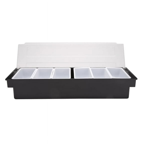 Ice Cooled Condiment Serving Container Chilled Garnish Tray Bar for Home Work or Restaurant Six Grid Seasoning Box
