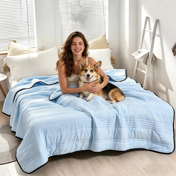 Ice Cooling Calming Blanket for Hot Sleepers, Double-Sided Cold Blanket, Lightweight Breathable Summer Comforter, Thin Cooling Throw Blanket for Bed Couch (Grey, King)