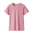 thumbnail image 1 of Ice Cooling Shirts for Women Short Sleeve Summer, Quick Dry Breathable Lightweight Moisture Wicking Tops for Workout, Athletic, Gym, Tennis, Yoga, Pink 2XL, 1 of 8