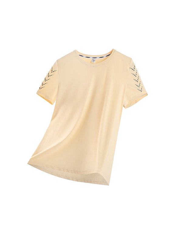 Ice Cooling Shirts for Women Short Sleeve Summer, Quick Dry Breathable Lightweight Moisture Wicking Tops for Workout, Gym, Athletic, Tennis, Yoga, Beige L