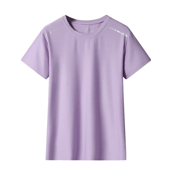 Ice Cooling Shirts for Women Short Sleeve Summer, Quick Dry Breathable Lightweight Moisture Wicking Tops for Workout, Gym, Athletic, Tennis, Yoga, Purple XL