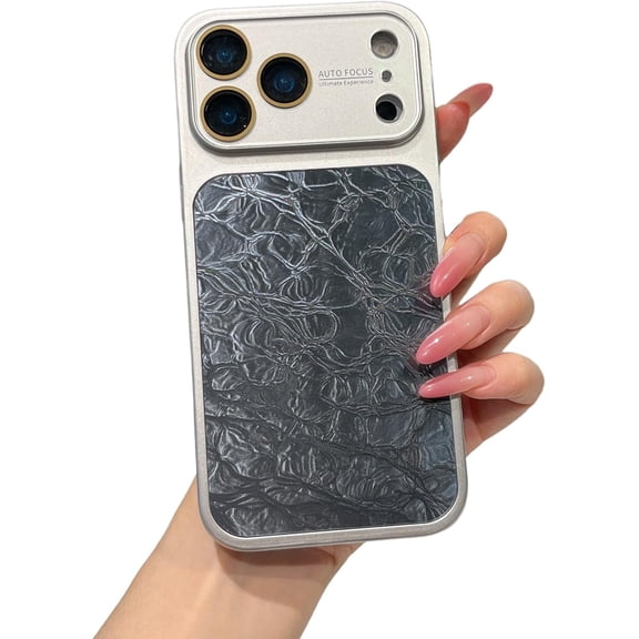 Ice Crack Back Camera Protect Phone Case for iPhone (Black,iPhone 14 Pro Max)