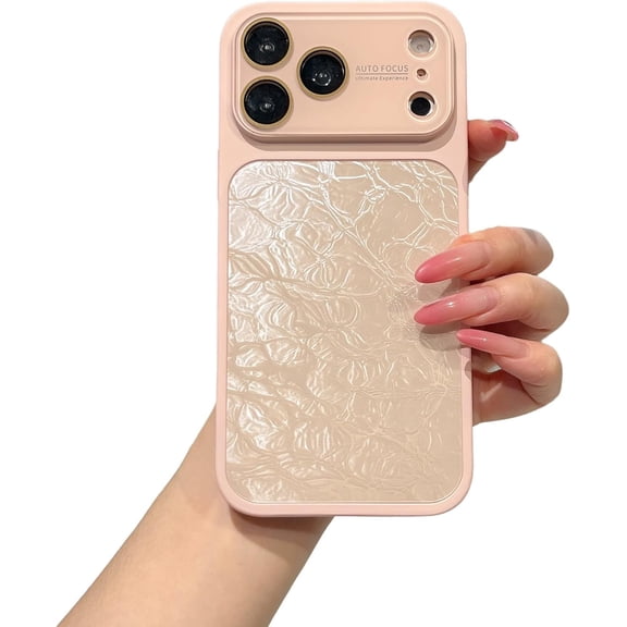 Ice Crack Back Camera Protect Phone Case for iPhone (Pink,iPhone 15)