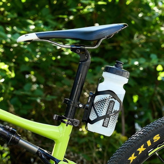 Ice Crackle Finish Bike Water Bottle Holder and Adapter Combo - White Qing Universal Bottle Cage Mount Kit Adjustable No Drill Bracket for Road Mountain Hybrid Bicycles