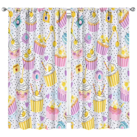 Ice Cream (10)_28 Curtains-blackout Curtains Bedroom Decor Living Room Darkening Grommet Window Drapes 2 Panels Set 42"x 84"