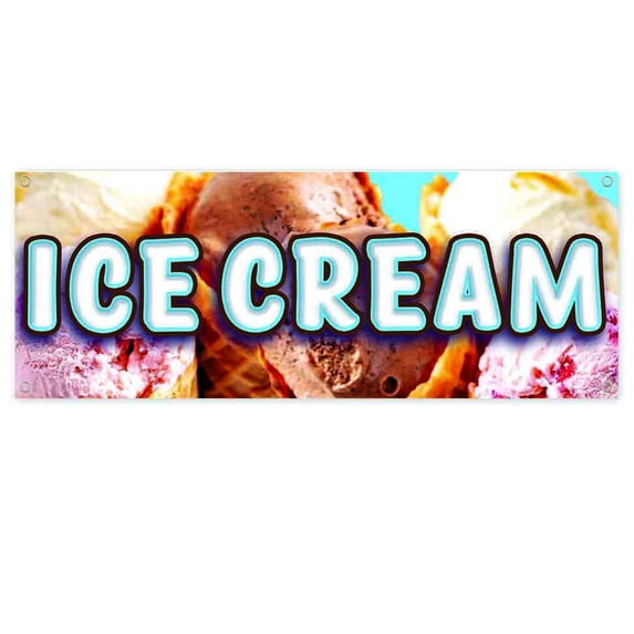 Ice Cream 13 oz Vinyl Banner With Metal Grommets