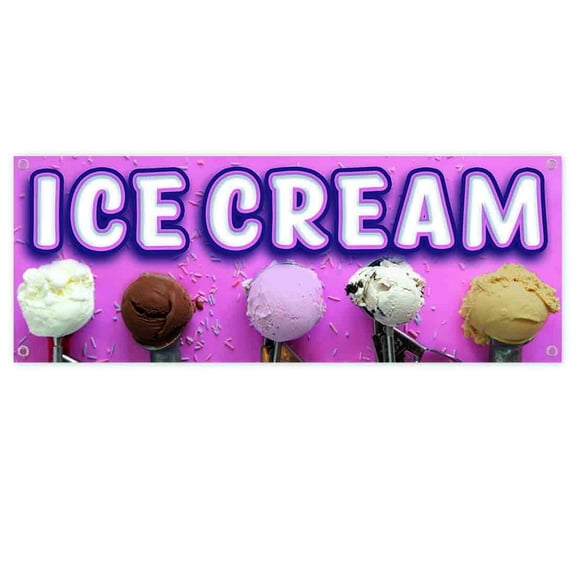 Ice Cream 13 oz Vinyl Banner With Metal Grommets