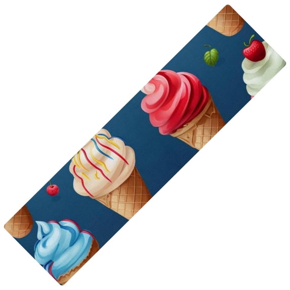 Ice Cream 15.7"x59" Rectangular Kitchen Mat Runner, Washable Absorbent Rubber Mats Kitchen Rug