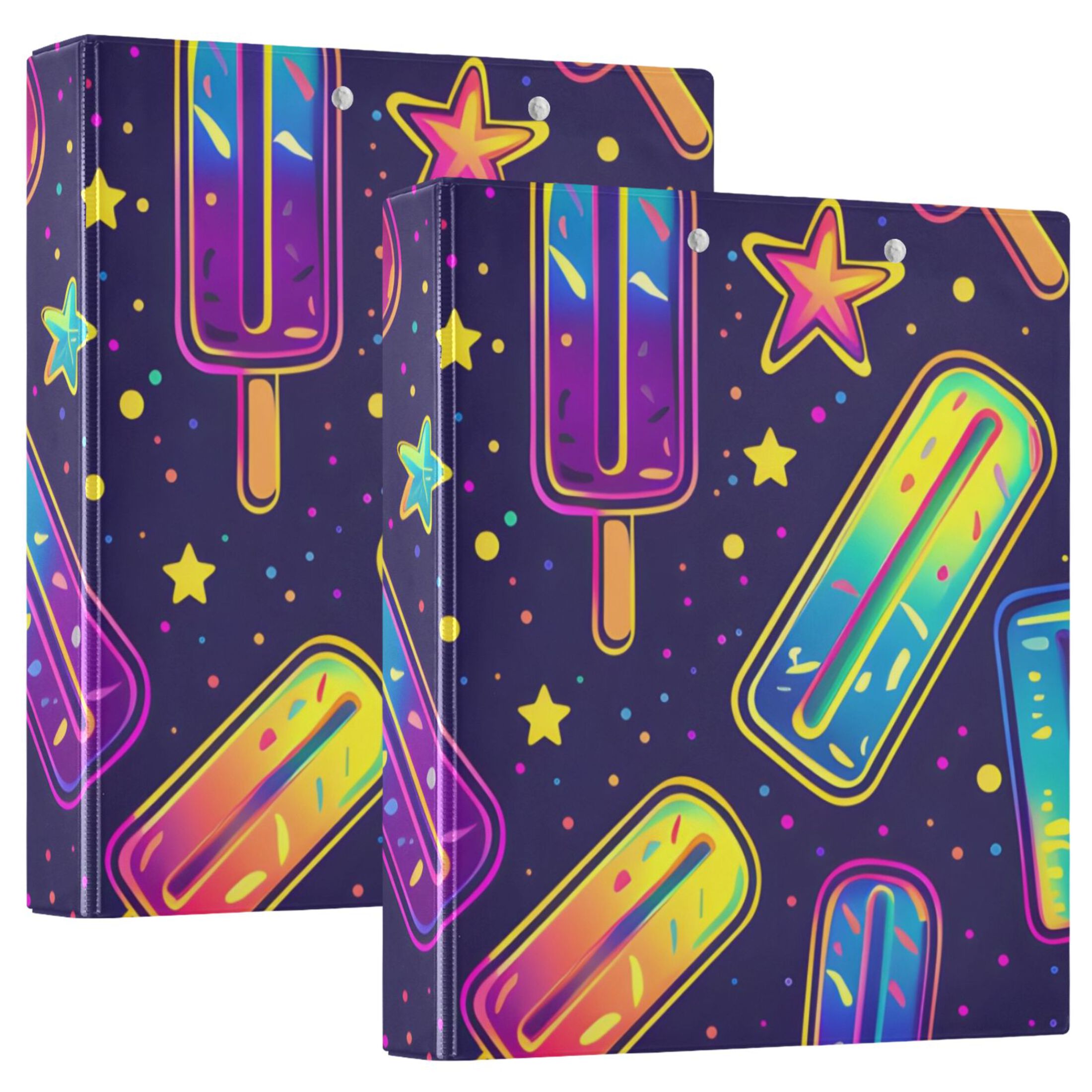 Ice Cream 3 Ring Binders 1.5 inch Hardcover File Folders with Interior ...