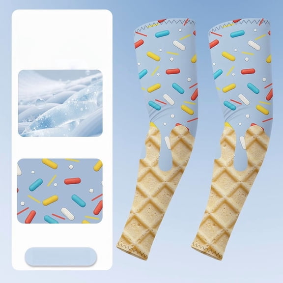 Ice Cream Arm Sleeves for Youth & Adult Cooling Sun Protection Arm Sleeves for Baseball volleyball
