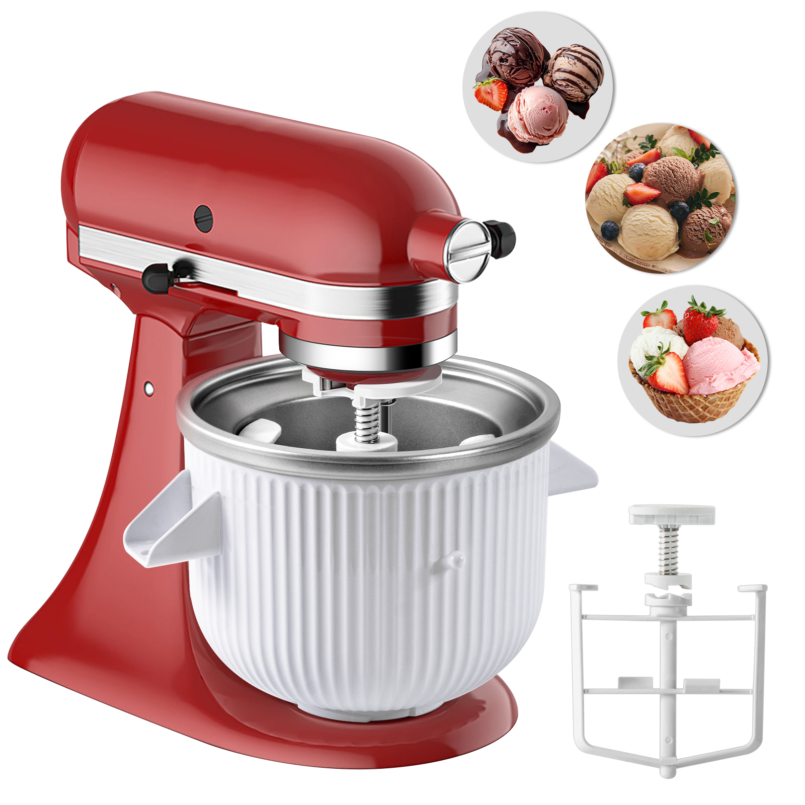 Ice Cream Attachment for KitchenAid Stand Mixer,Fits 4.5-5Qt Tilt-Head/6-7Qt Bowl-Lift Stand Mixers, 2-Quart Frozen Kitchenaid Ice Cream Maker Attachment, Ice Cream & Sorbet Gelato Maker - Walmart.com