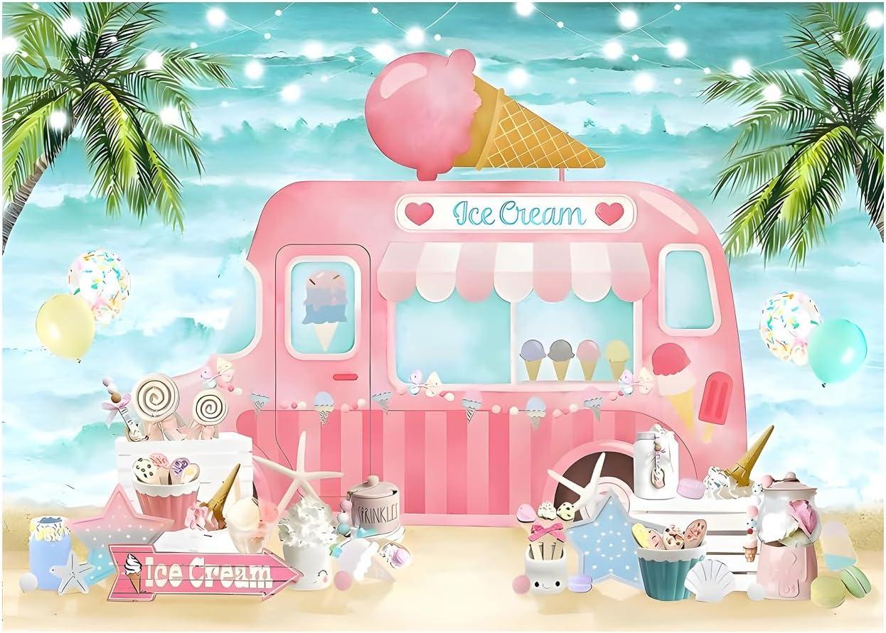 Ice Cream Backdrop Ice Cream Birthday Backdrop Ice Cream Party Backdrop