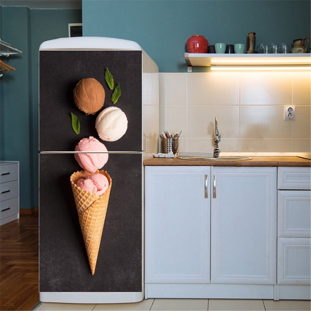 Ice Cream Ball Painted Fridge Wrap Kitchen Restaurant Refrigerator Door ...