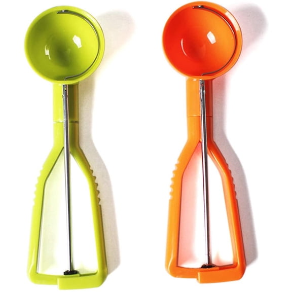 Ice Cream Ball Scoop, Multifunctional Plastics Ice Cream(2Pieces, green,orange)