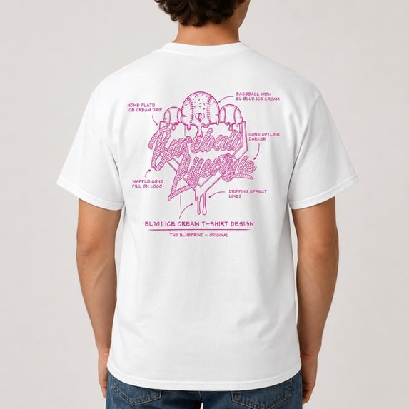 Ice Cream Baseball Graphic T-Shirt, Unisex Classic Fit Cotton Tee