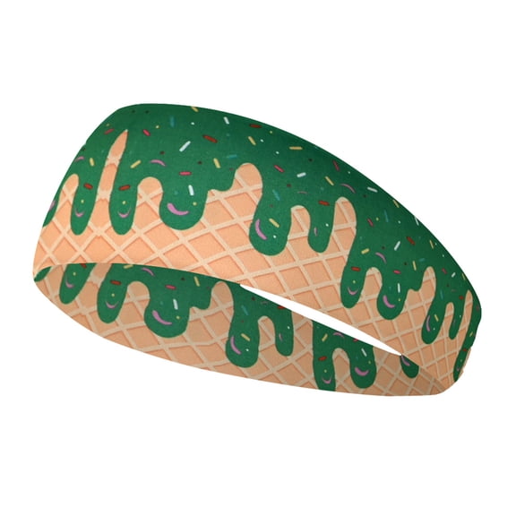 Ice Cream Baseball Headband for Men & Women - Athletic Elastic Sweatbands Wicking Headbands for Baseball, Basketball, Football, Tennis, Gym - Sports Wristbands & Headbands for Adults Teens #01Green