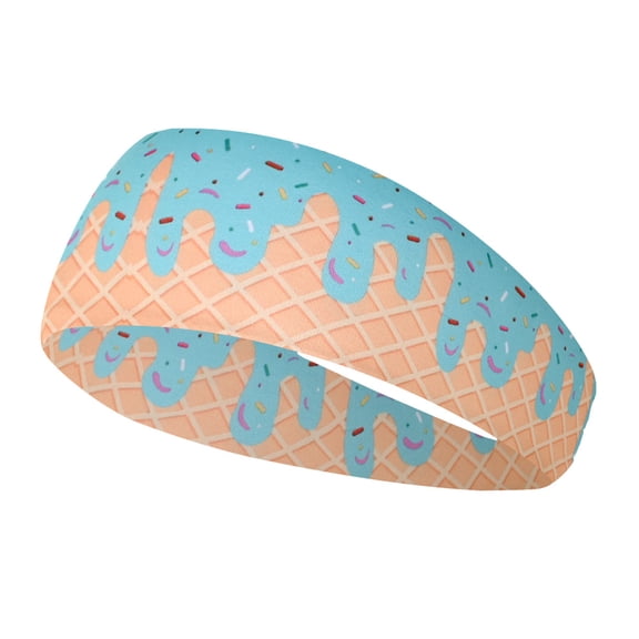 Ice Cream Baseball Headband for Men & Women Athletic Elastic Sweatbands Wicking Headbands for Baseball, Basketball, Football, Tennis, Gym Sports Wristbands & Headbands for Adults Teens #01Light Blue
