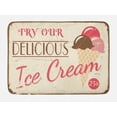 thumbnail image 1 of Ice Cream Bath Mat, Try Our Delicious Ice Cream Logo Pop Art Style Advertisement Graphic Print, Non-Slip Plush Mat Bathroom Kitchen Laundry Room Decor, 29.5 X 17.5 Inches, Pink Cream Umber, Ambesonne, 1 of 2
