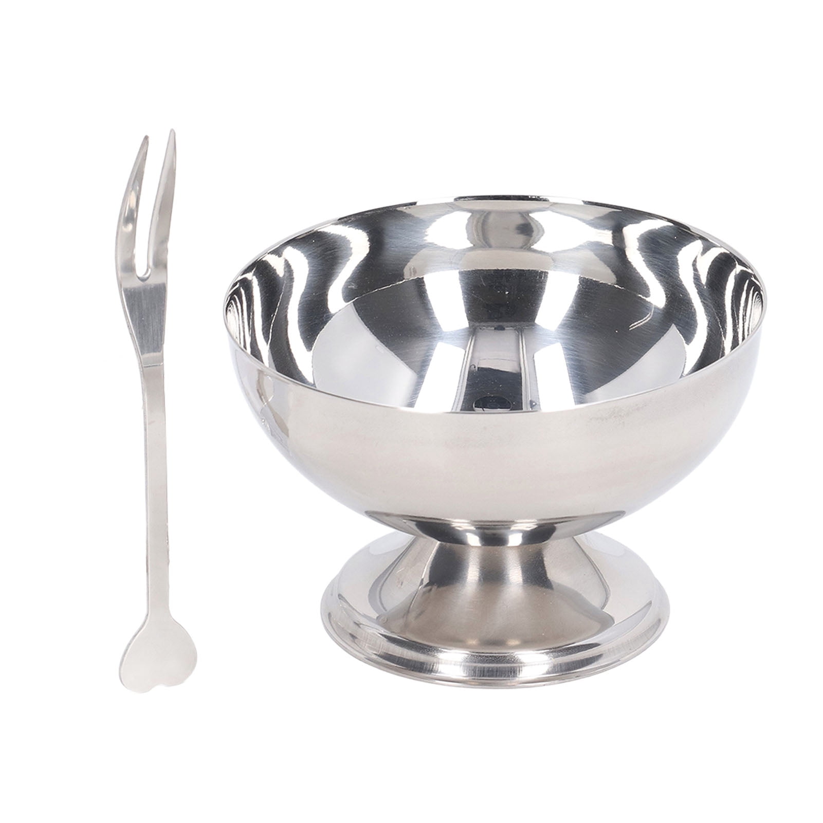 Homaisson 4-Pack Stainless Steel Sundae Cups With Spoons - 6.7 Oz High-Footed Dessert Bowls For Ice Cream, Yogurt, Snacks