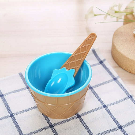 Ice Cream Bowl Spoon Set | Reusable Plastic Dessert Cups with Matching Spoons, Vibrant Colors, Stackable Design, 3.85" Wide, Ideal for Parties & Everyday Use