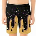 thumbnail image 1 of Ice Cream Boys Swim Trunks Baseball Shorts Quick Drying Kids Youth Ice Cream Track Short Pants 2-14 Years A02 Black 3-4 Years, 1 of 4