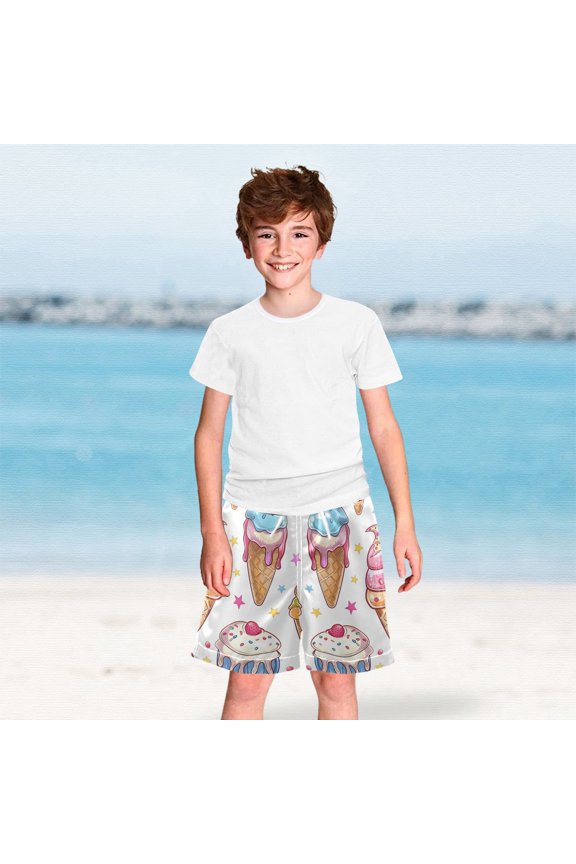 Ice Cream Boys Swim Trunks Boardshorts Swimsuit Quick Dry Board Shorts Bathing Suit 2-12T