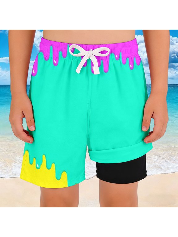 Ice Cream Boys Swim Trunks Shorts Waffle Or Cone Preppy Shorts,Kids Youth Ice Cream Drip Track Short Pants (Mint Green,2-3 Years)